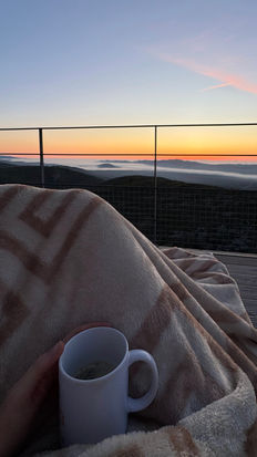 Sipping coffee on the deck
