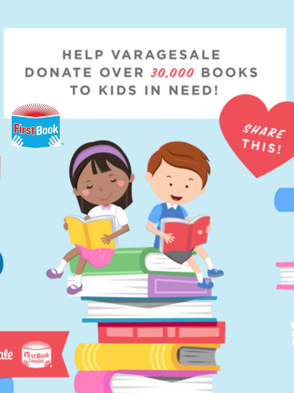 Banner for VarageSale partnership with First Book charity