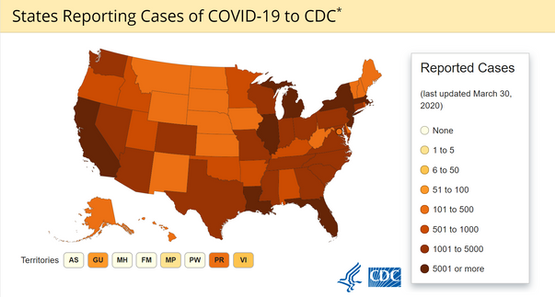 COVID-19 Cases as of March 30, 2020