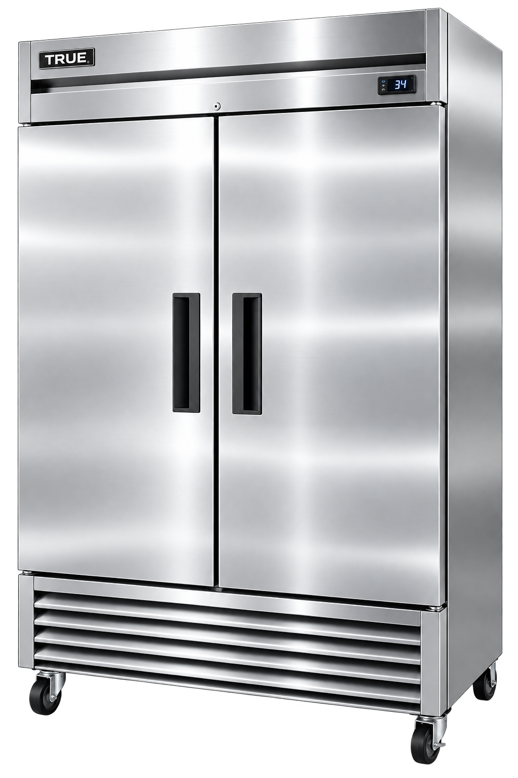 Two-door stainless-steel commercial refrigeration cabinet