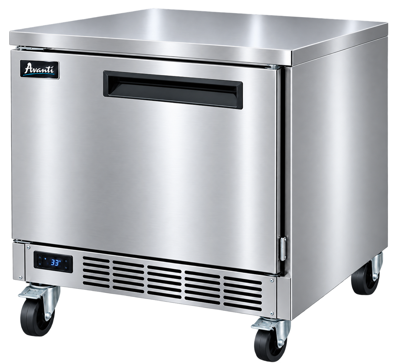 Compact stainless-steel undercounter refrigeration unit