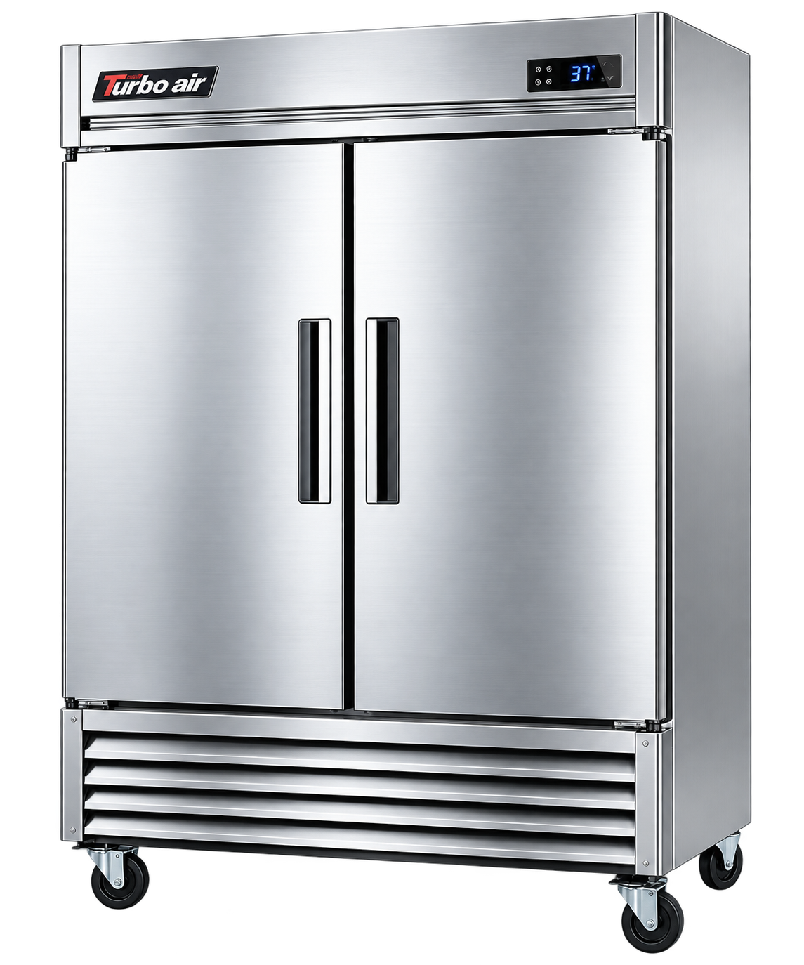 Two-door commercial refrigerator with digital temperature display