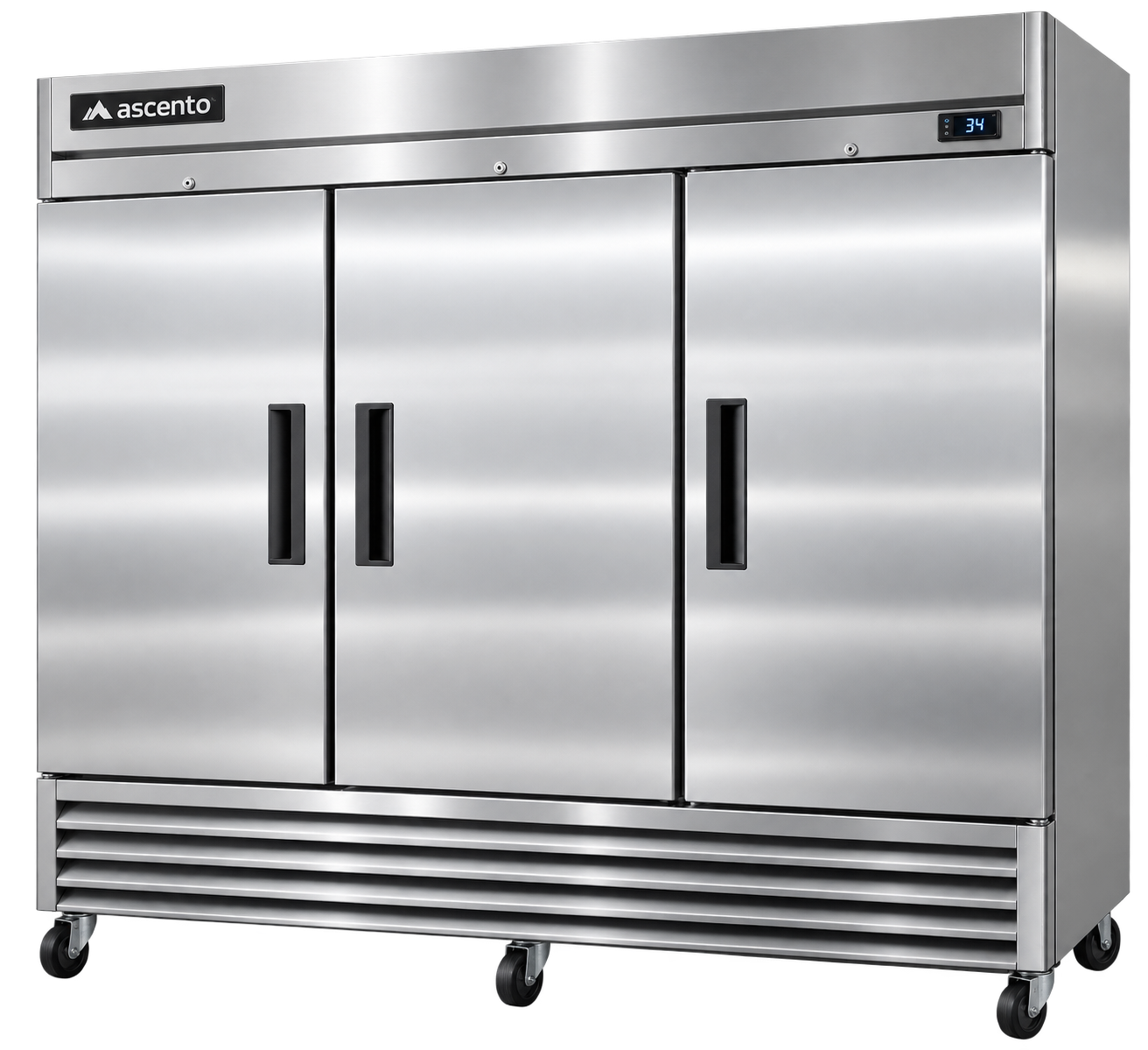 Wide three-door commercial cold-storage cabinet