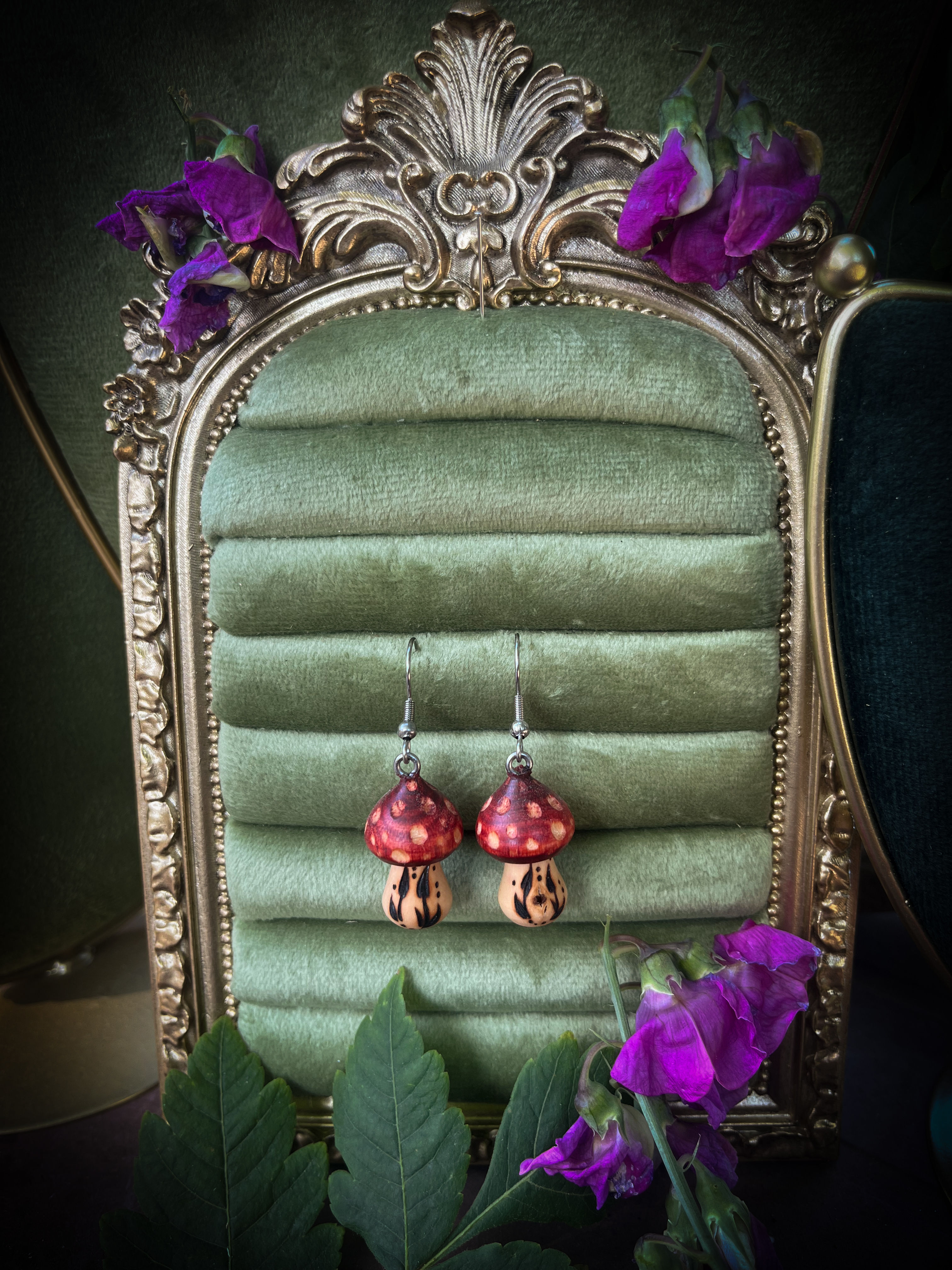 Boucles d'oreilles champignons Amanites