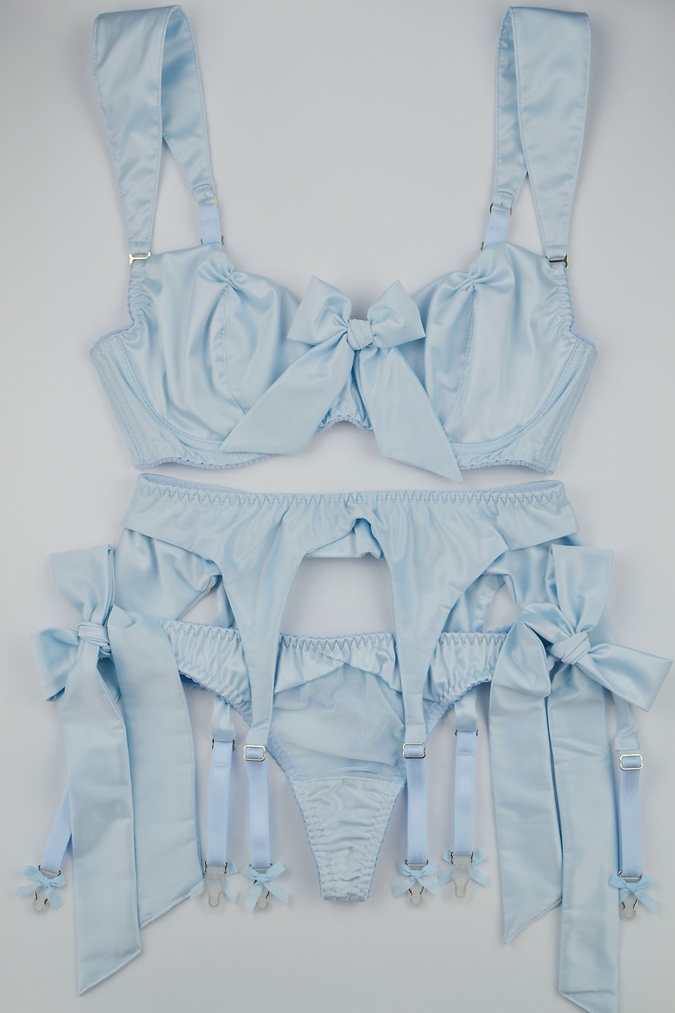 Thumbnail: Marie Antoinette Baby Blue Suspender belt in stock