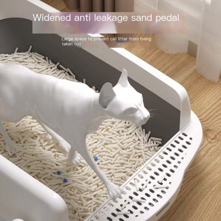 Thumbnail: Large Semi-Enclosed Cat Litter Box with Removable Parts