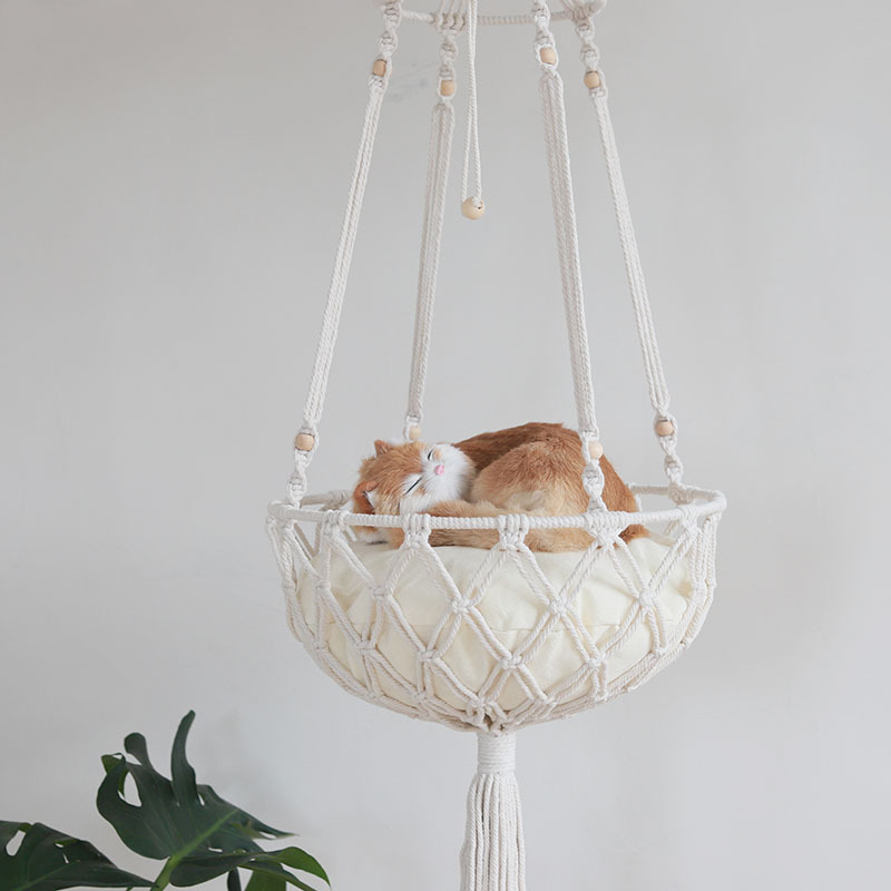 Thumbnail: Large Macrame Cat Hammock Hanging Swing Bed