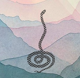 Illustration symbolique de l’énergie Kundalini – serpent s’élevant au cœur des montagnes