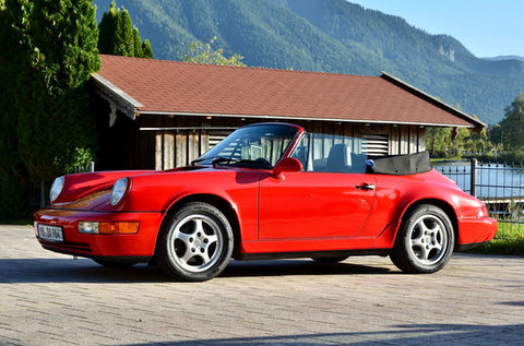 Porsche 964 C2 Cabrio Indischrot am Tegernsee