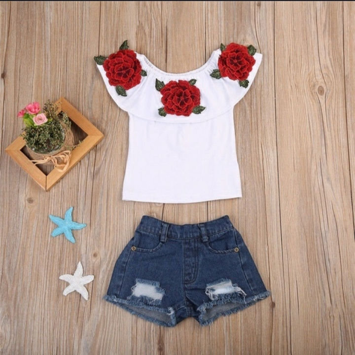 Miniatura: Conjunto de pantalon corto de niñas de 2 ha 6 años