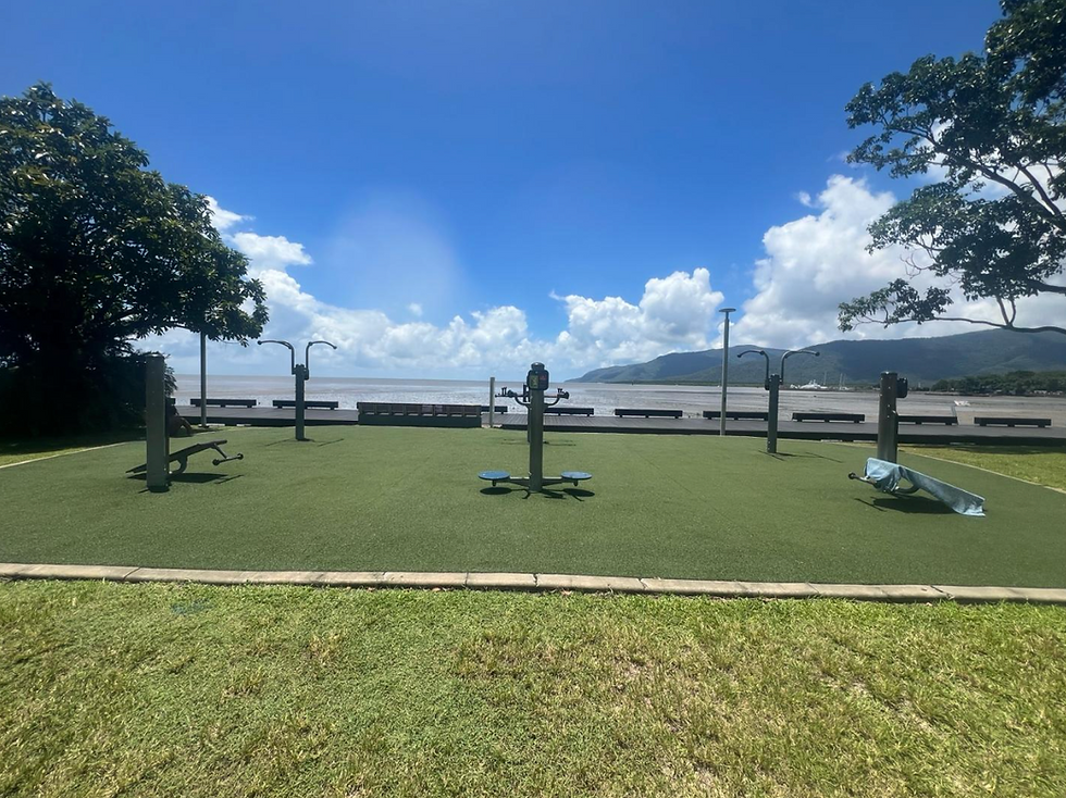 City park with public outdoor gym