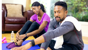 A man and woman working out