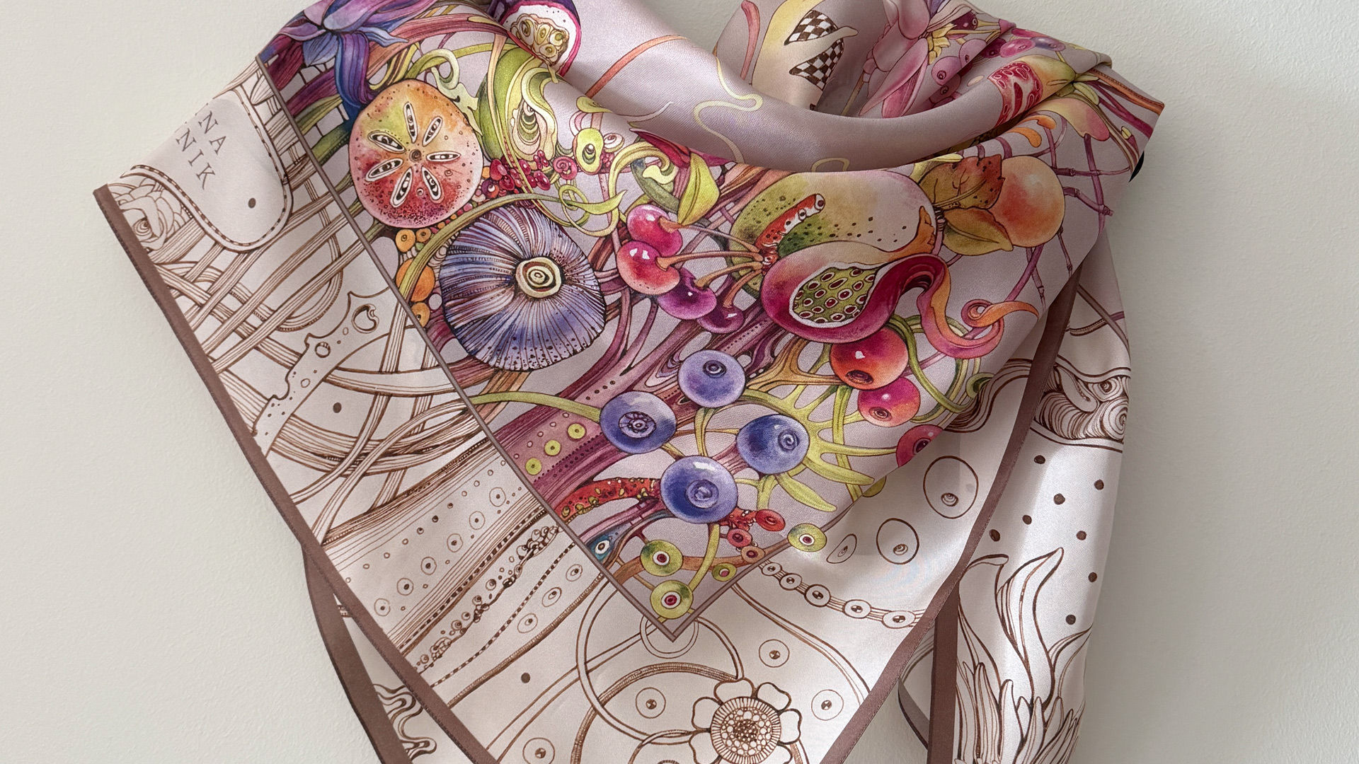 Botanical Silk Scarf – Depositio Tropica (Pearl Edition)