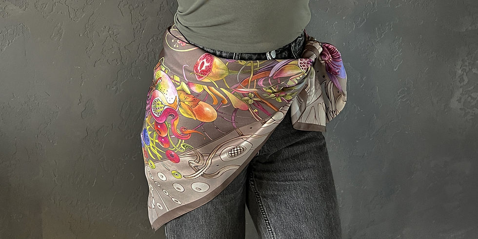Thumbnail: Botanical Silk Scarf – Depositio Tropica (Taupe Edition)