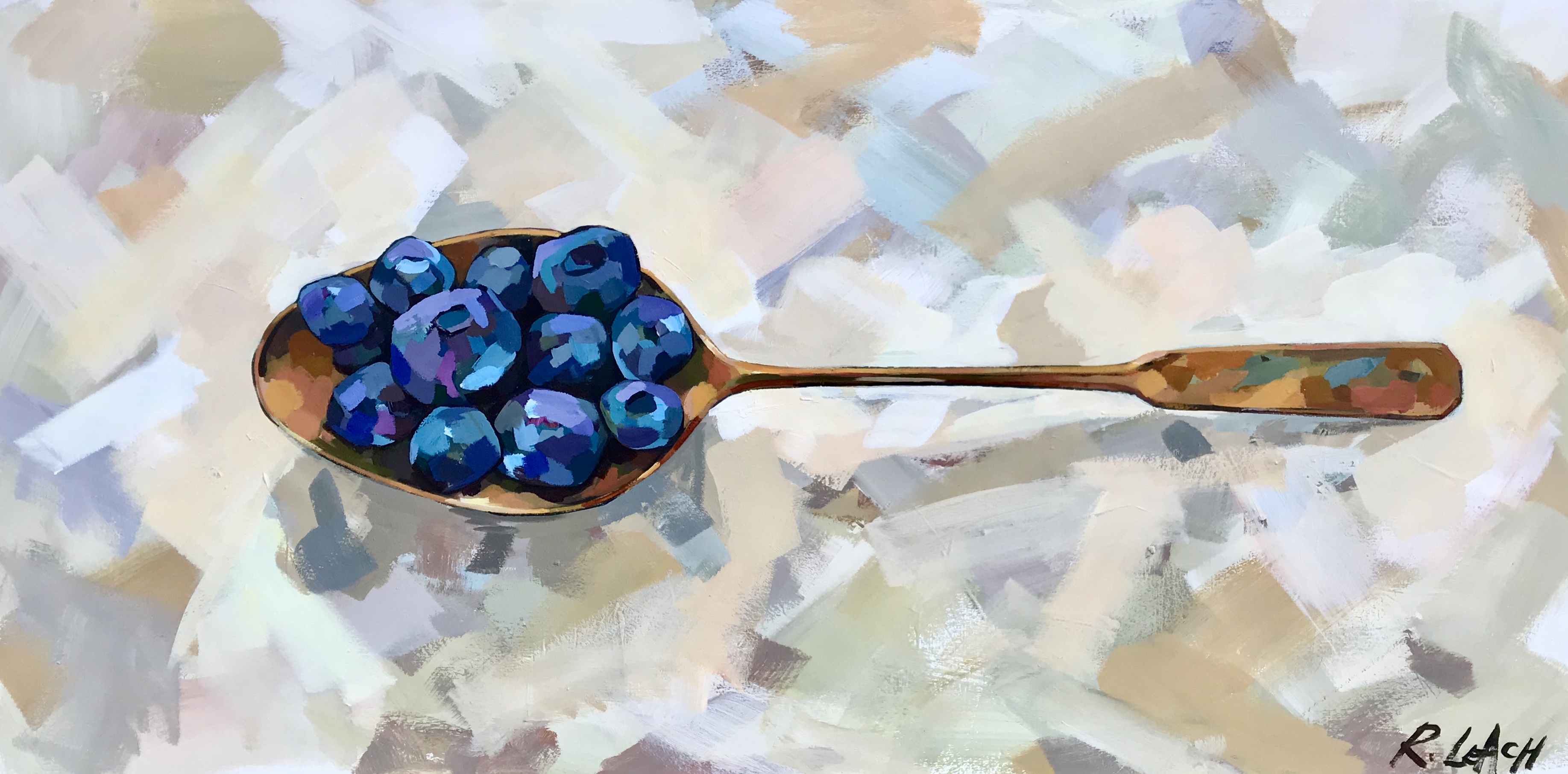 Spoon of Blueberries, 36 x 18