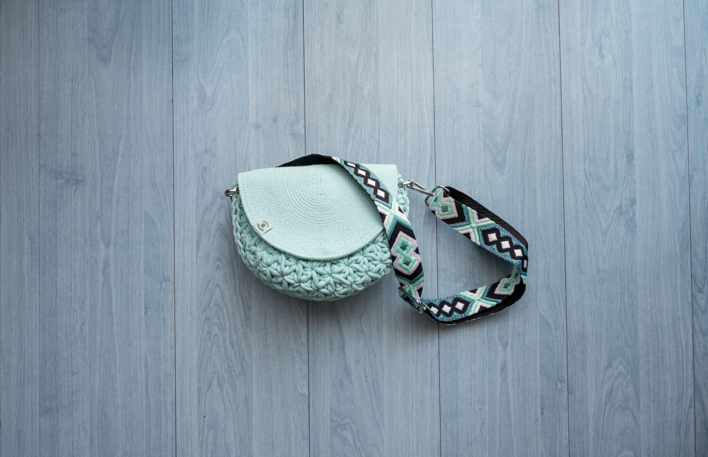 Crossbody - jázmin mintával, mentazöld