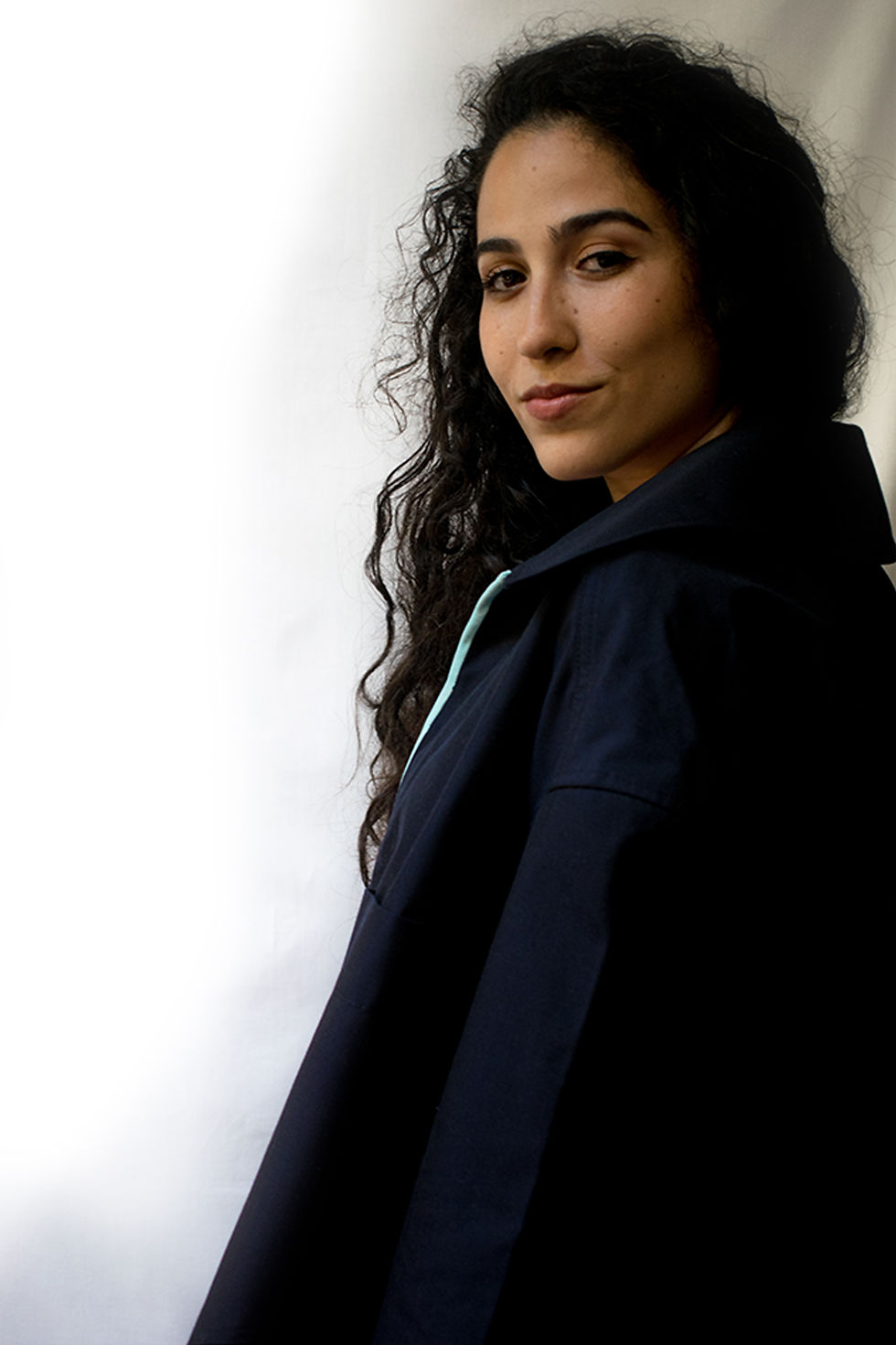 Thumbnail: Eddi Boxy Jacket, Navy British Cotton