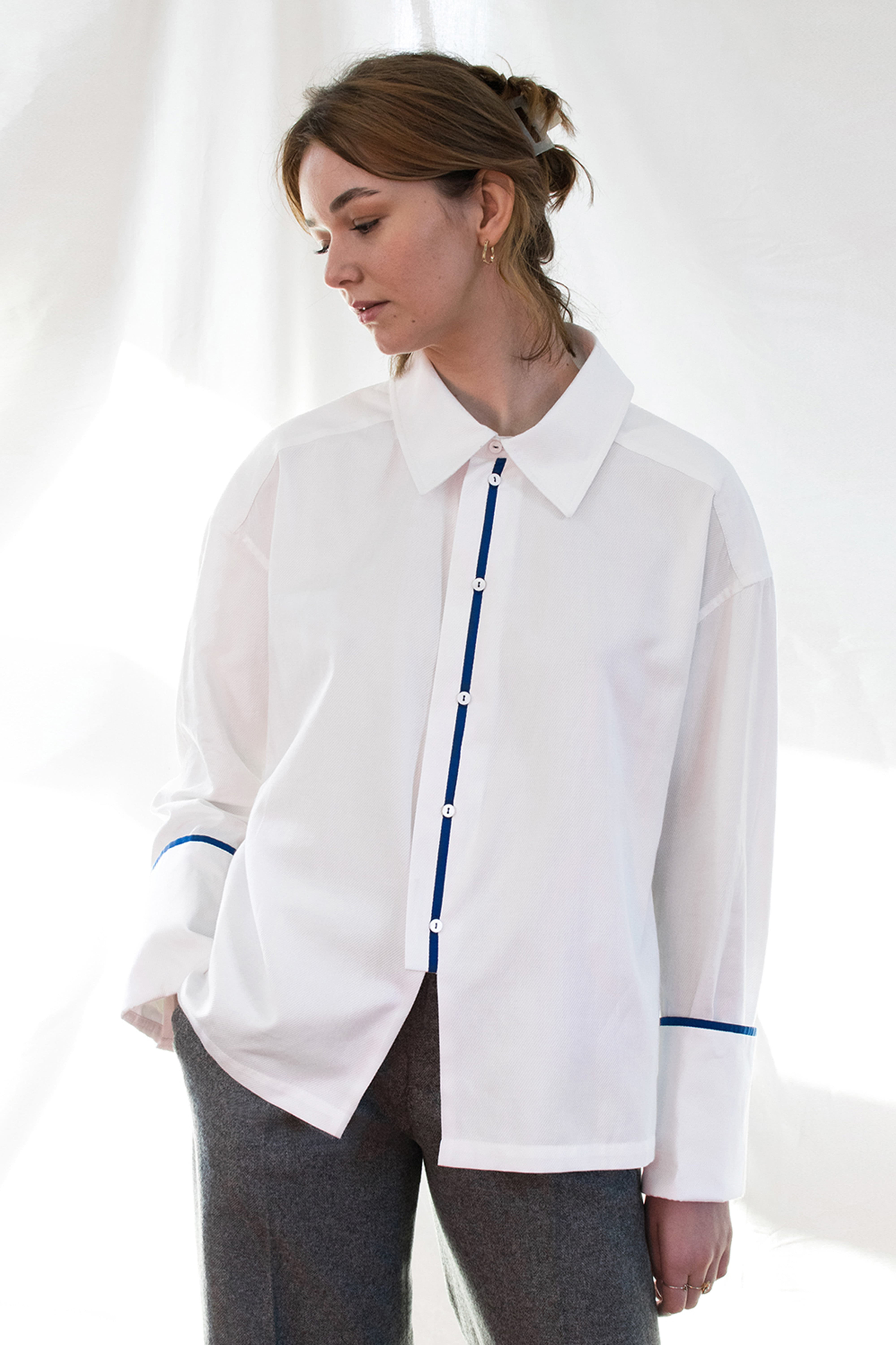 Nell Shirt, White British Cotton