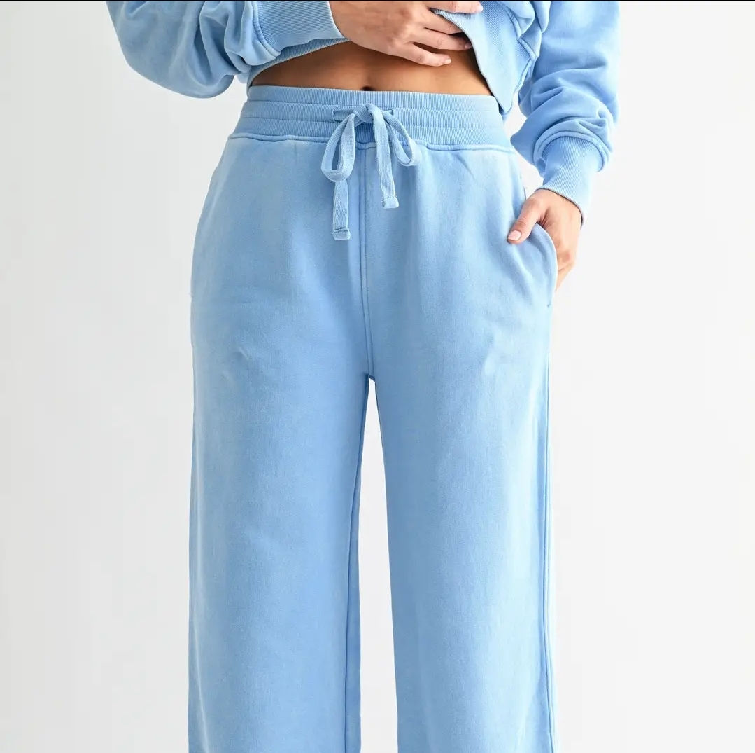 Mineral Wash Luxe Wide-Leg Sweatpants