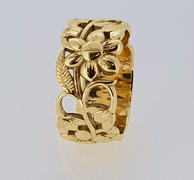 gold flower dress ring