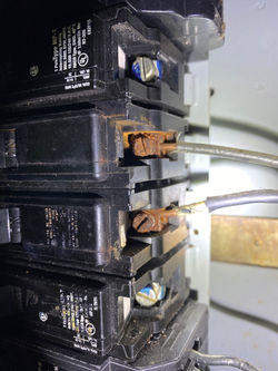 Corrosion inside the electric panel
