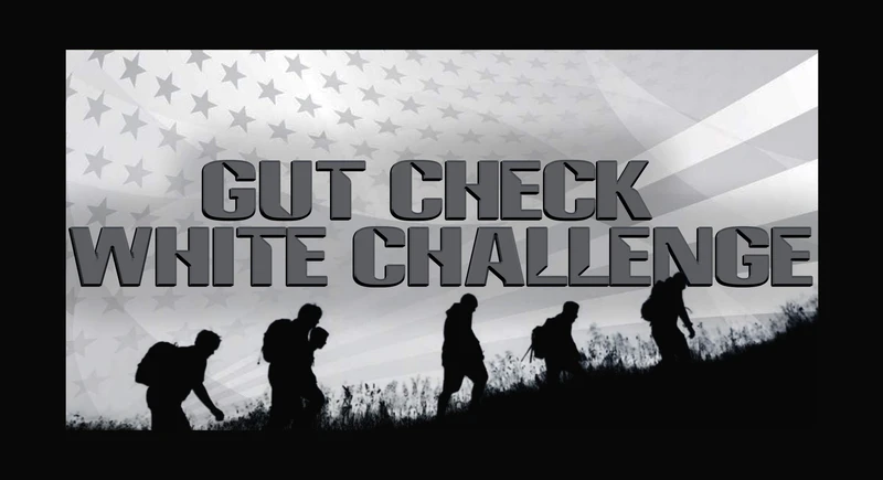 Gut Check White Challenge white American flag background