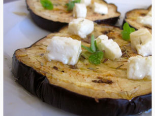 Roasted Eggplant with Feta and Honey Drizzle