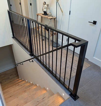 Interior picket railing with guardrail-to-handrail transition, Campbell River