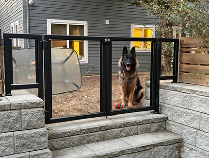 Exterior framed gate with sidelights awaiting wood infill, Nanoose Bay