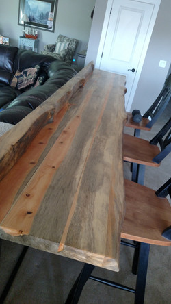 Custom Pine Sofa Table & Metal Base