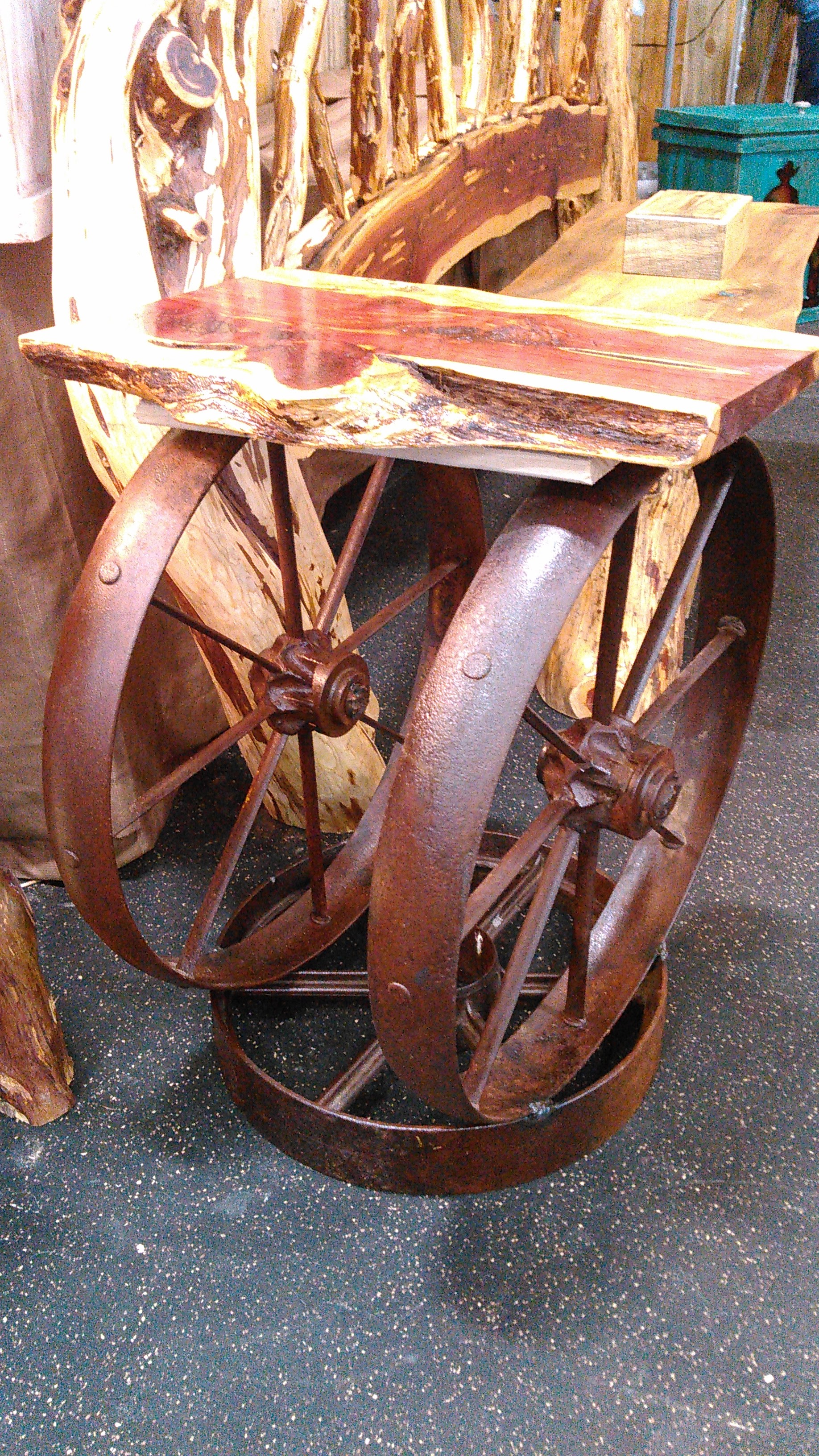 Cedar Wagon Wheel End Table