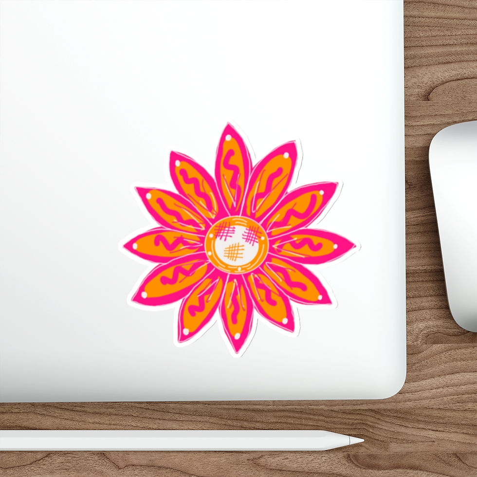 Thumbnail: Pink and Orange Flower, Die-Cut Sticker