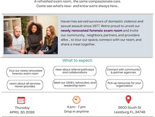 April is Sexual Assault Awareness Month - Come join Haven and help create awareness about support and services for survivors. 