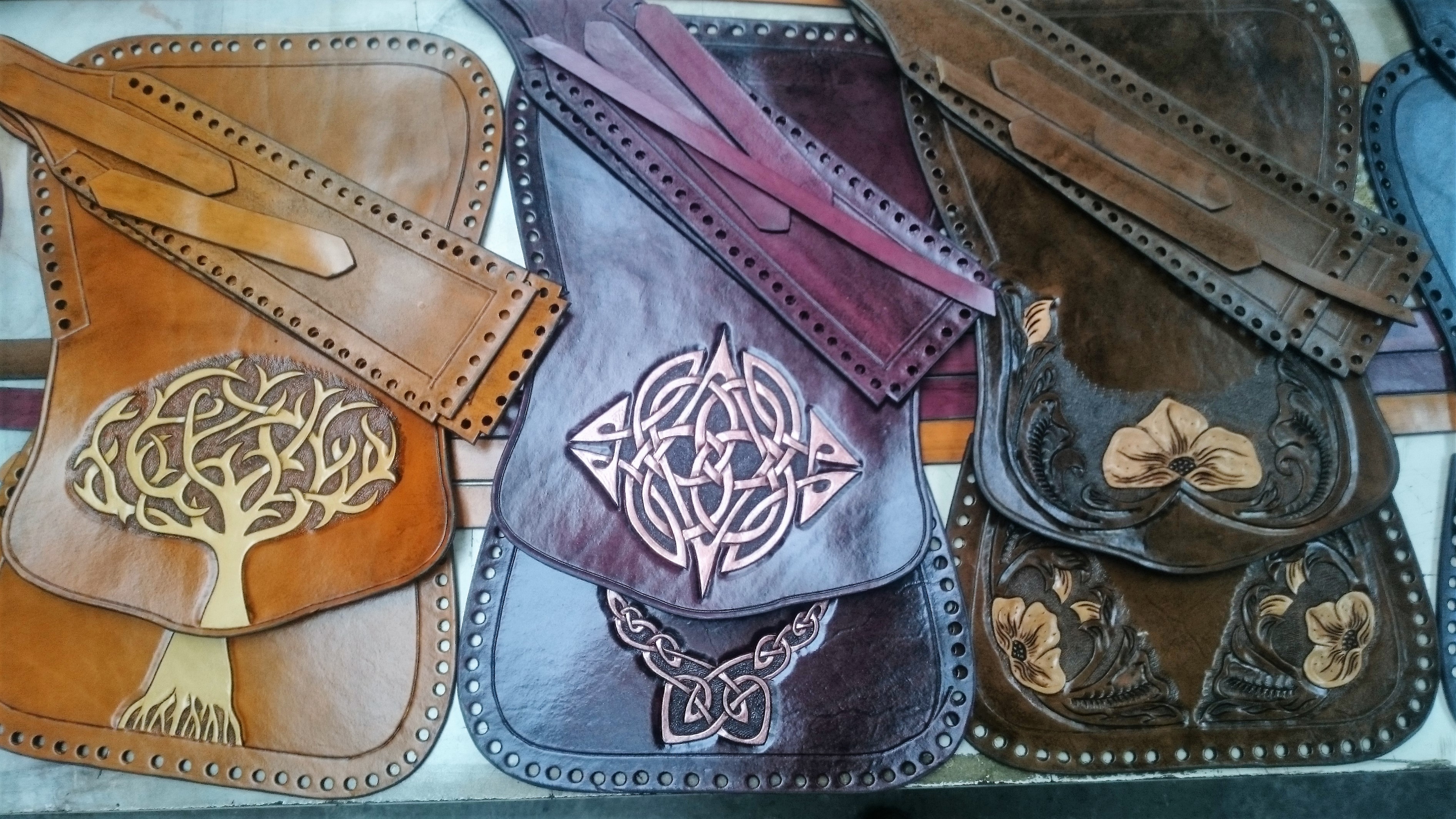 Tan, Mahogany and Dark Brown Handbag