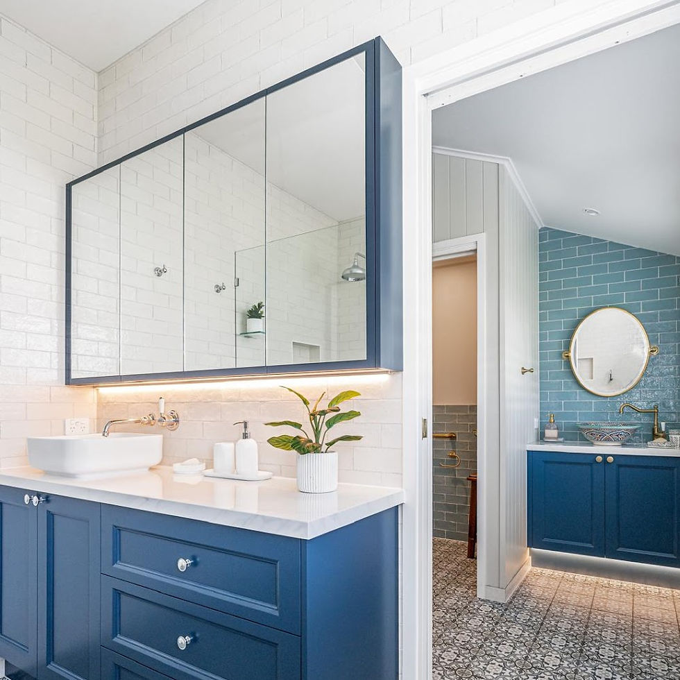 Soft, muted blues bring a relaxed coastal feel without being overly bright.