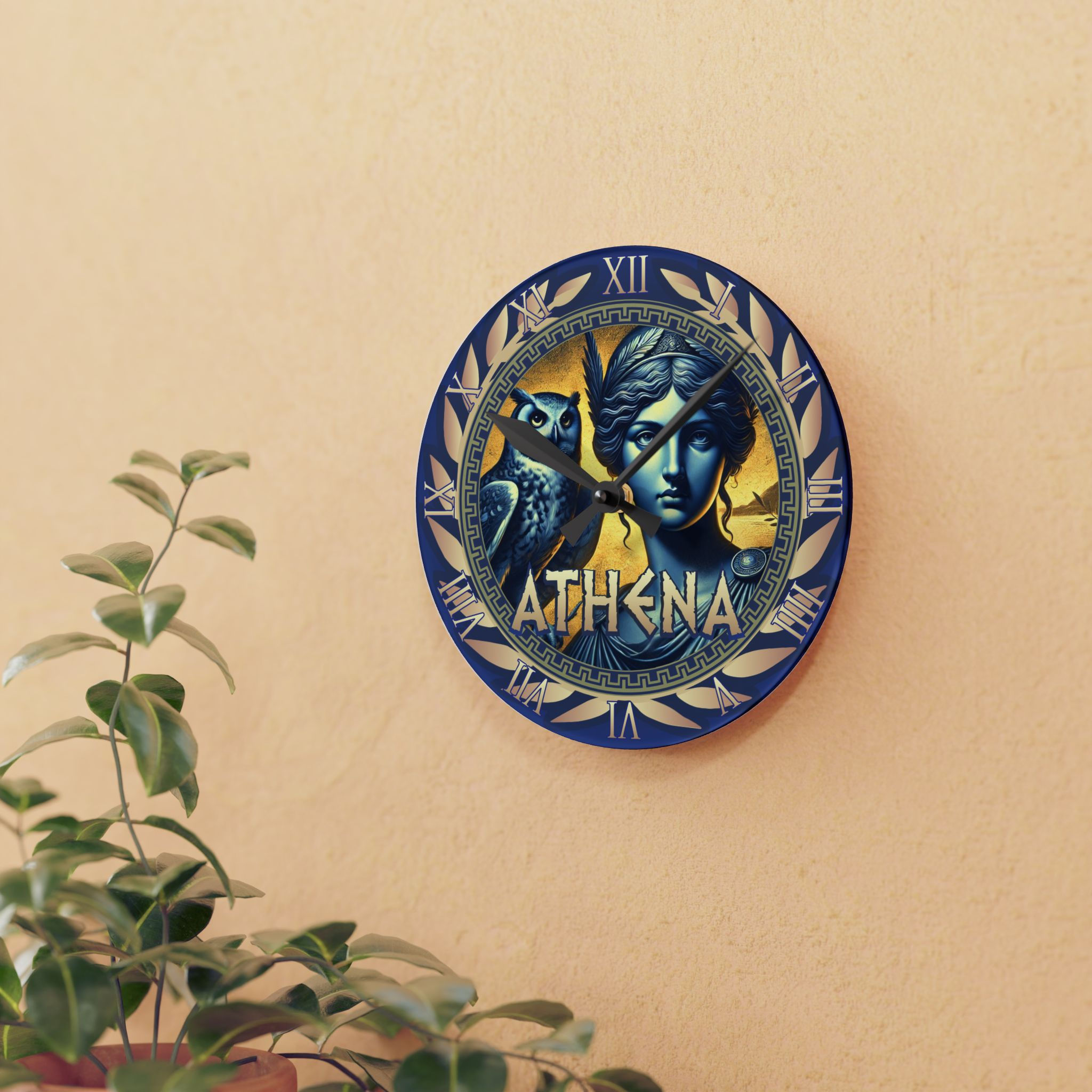 Athena - Acrylic Wall Clock - Greek Olympic Goddess