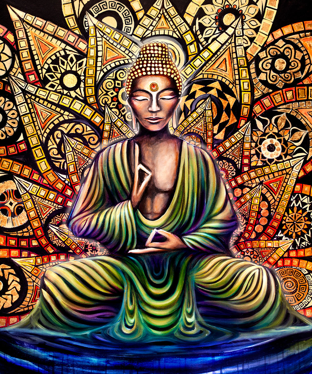 Buddha on a Lotus Flower Spaceship