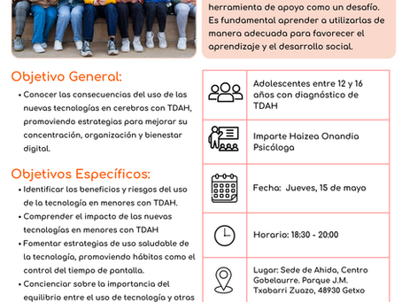 Taller: Nuevas tecnologías y TDAH para Adolescentes