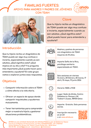 Taller: Familias fuertes, para madres y padres de jóvenes con TDAH