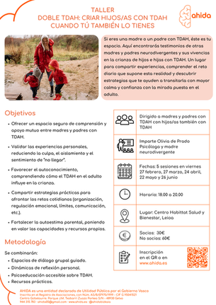 Taller: Doble TDAH, criar hijos/as con TDAH cuando tú también lo tienes
