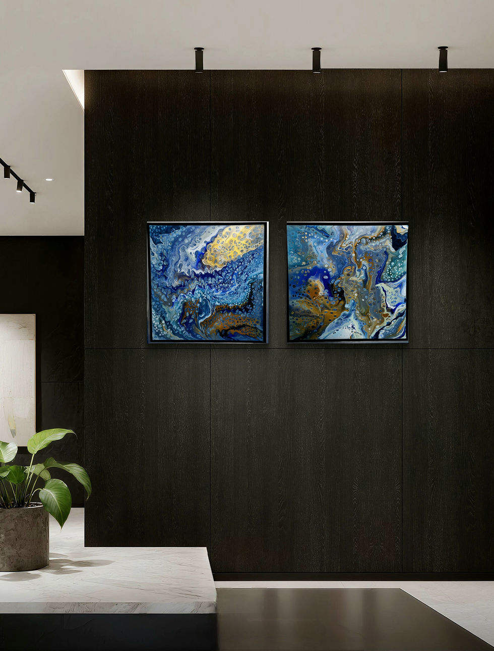 Dual Oceans 2020 (2 times 50x50); ff exhibition