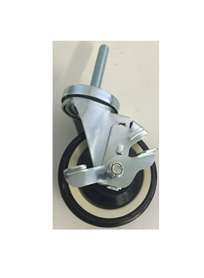 APC10043 - 4 x 1-1/4" Swivel Caster w/Dust Cover, Rubber Adapter and Brake