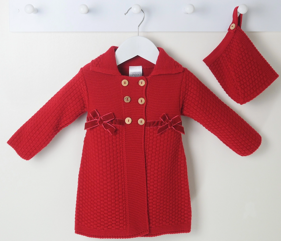 Thumbnail: Red Sweater Coat with Bonnet
