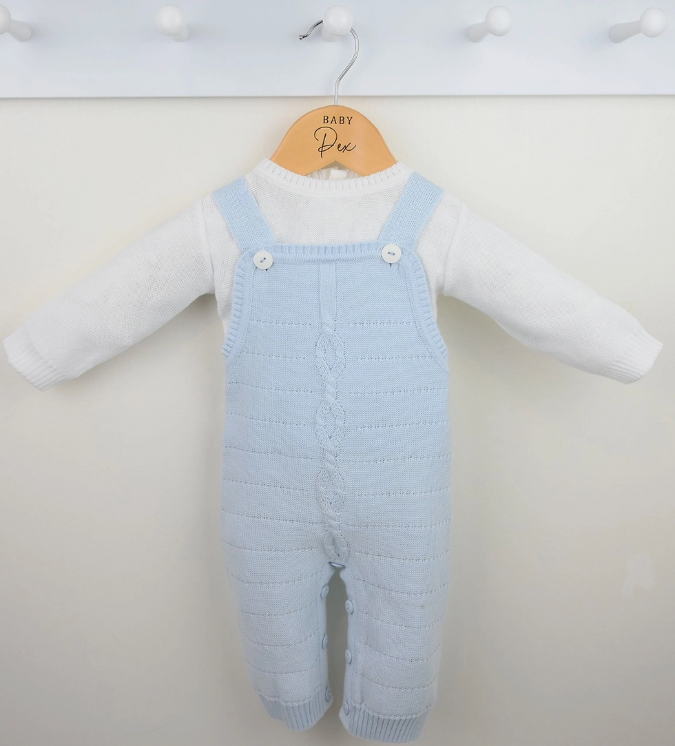 Thumbnail: Blue Knit Overall Set