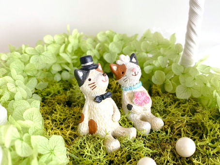 結婚式用リングピロー（ネコモチーフ・白バスケット）