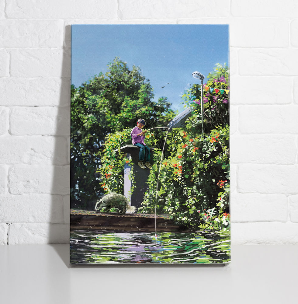 Thumbnail: Kunstdruck Green Summer – Art Print Angeln | Natur Wandbild Illustration
