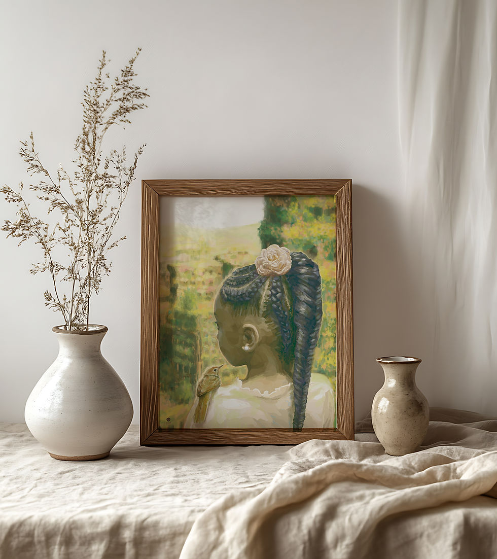 Miniaturbild: Kunstdruck The Mockingbird is Alive – Art Print Mädchen & Vogel | Natur Wandbild
