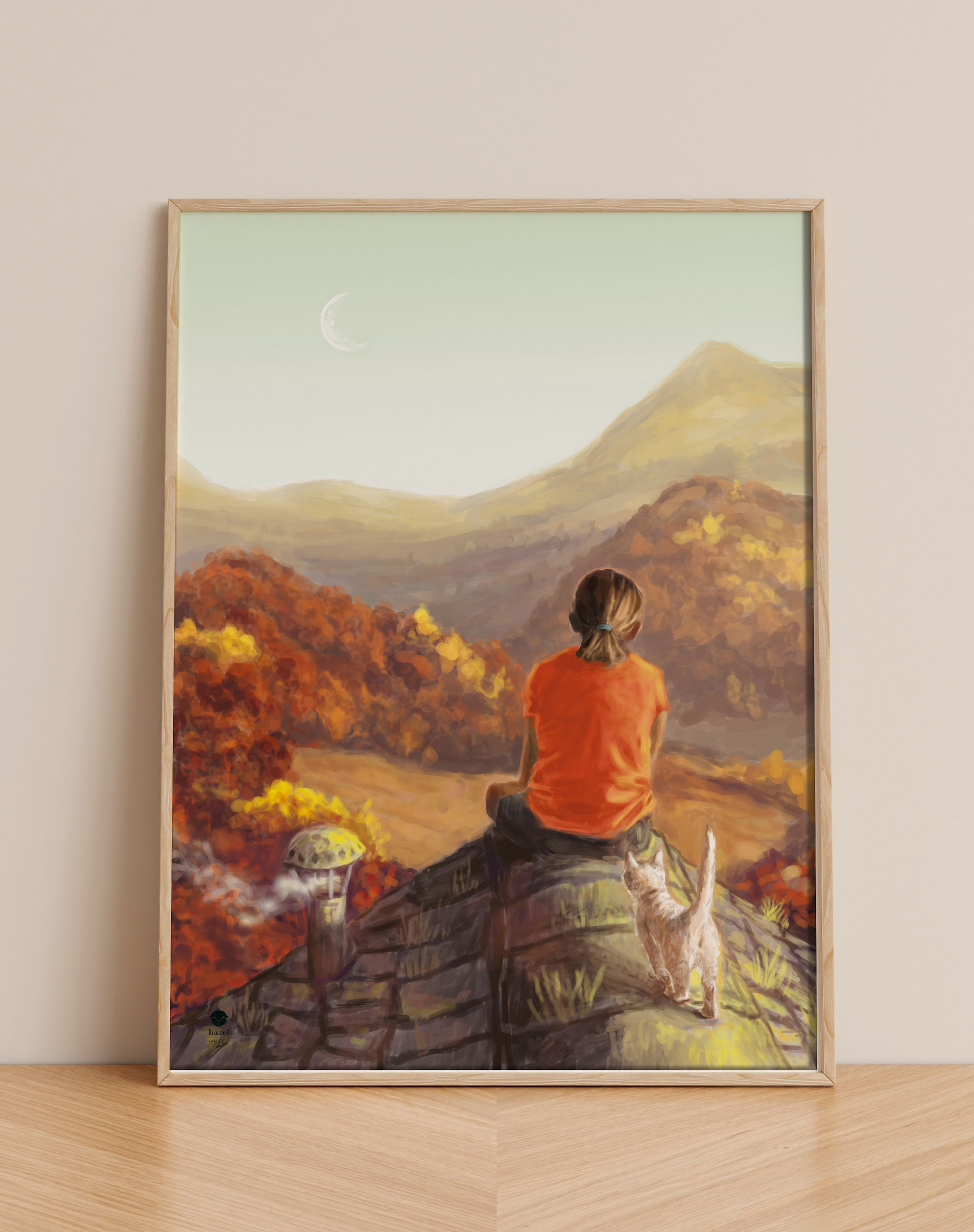 Kunstdruck Morning Moon – Art Print Herbst | Verträumtes Wandbild