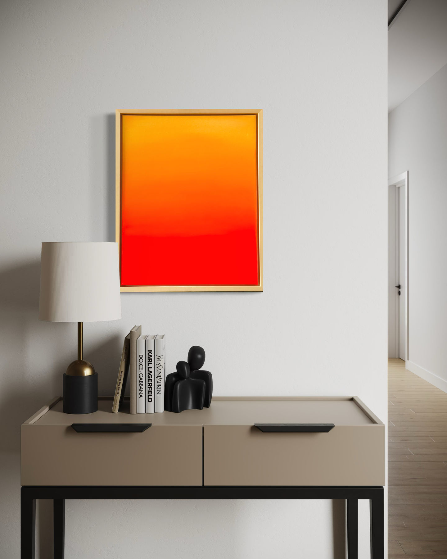 Abstrakte Malerei in Acryl mit neon Farbverlauf – Unikat auf Leinwand 40x50 cm mit Schattenfugenrahmen
