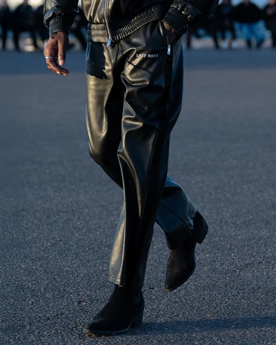 LAST NEST / ラストネスト 】 Faux Leather Track Pants | ABSURD
